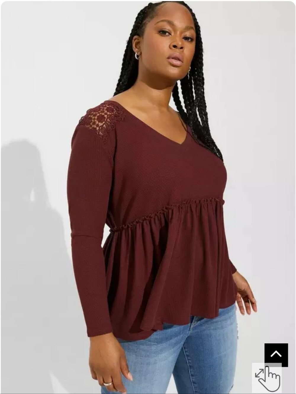 V-neck Lace-Shoulder Babydoll Top